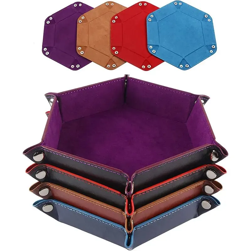 Folding Hexagonal Velvet Dice Tray