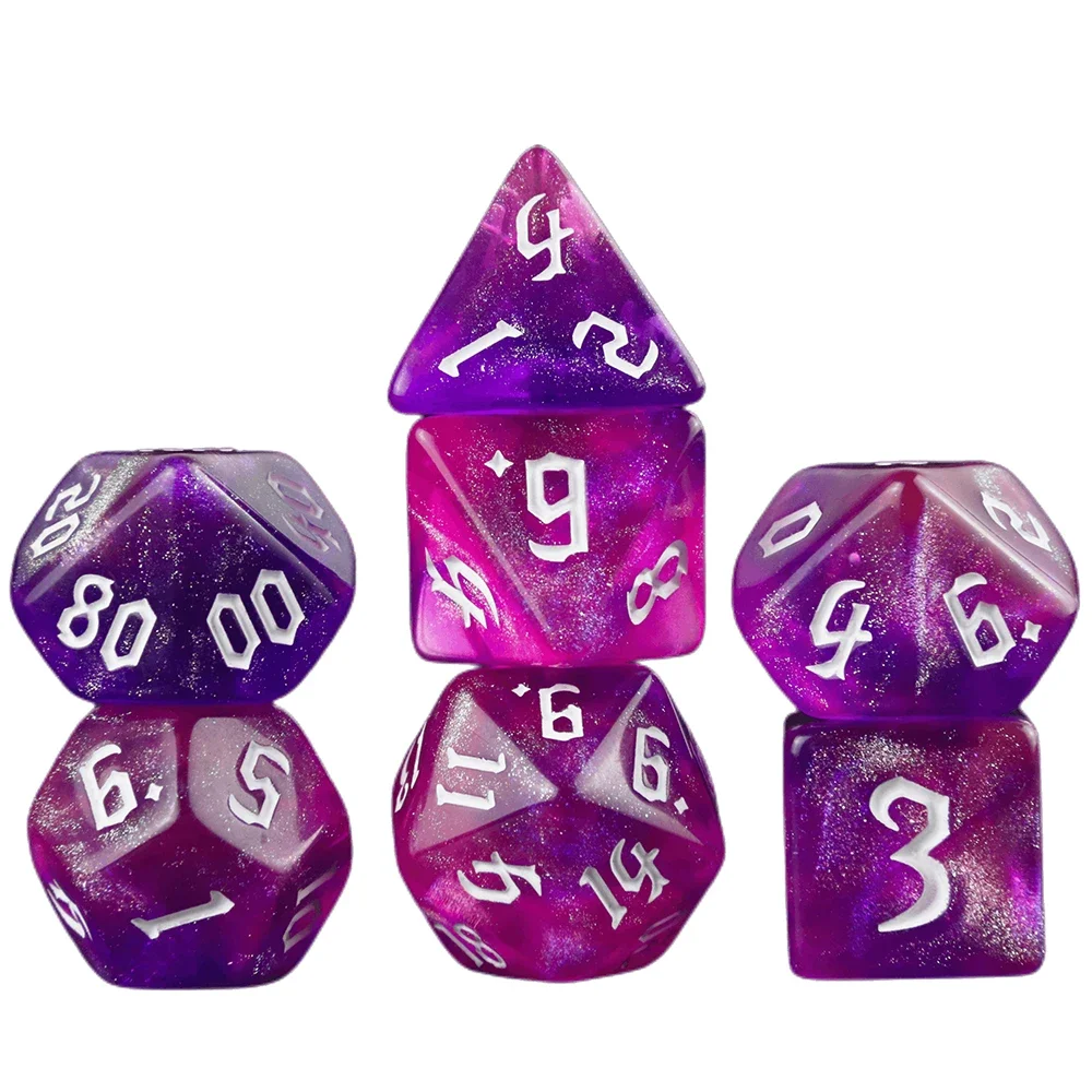 DND Dice RPG Dice Amazing Colours Mixing Fantasy Starlight Effect Unique Retro Font Styles For Roll Playing Card Games - Image 2