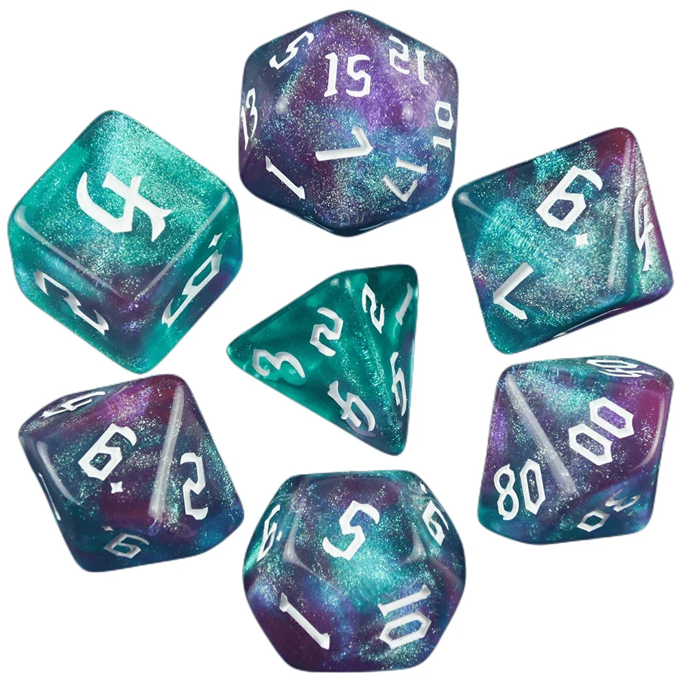 DND Dice RPG Dice Amazing Colours Mixing Fantasy Starlight Effect Unique Retro Font Styles For Roll Playing Card Games