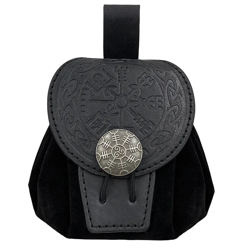 Steampunk Medieval Punk Style Fanny Packs for Men Pu Leather Coin Purse Hangable Belt Waist Bag Drawstring Hip Belt Bag Cosplay - Image 6