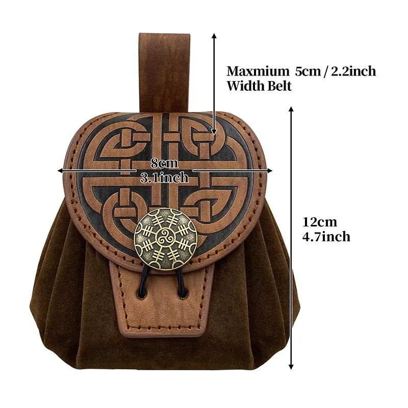 Steampunk Medieval Punk Style Fanny Packs for Men Pu Leather Coin Purse Hangable Belt Waist Bag Drawstring Hip Belt Bag Cosplay - Image 4