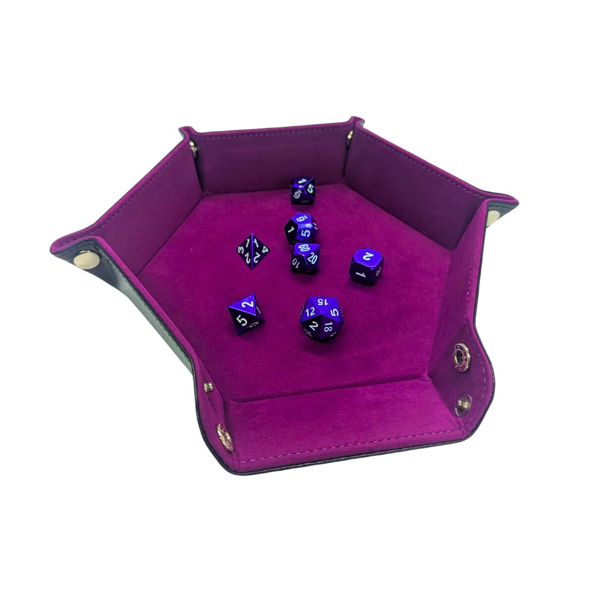 Folding Hexagonal Velvet Dice Tray